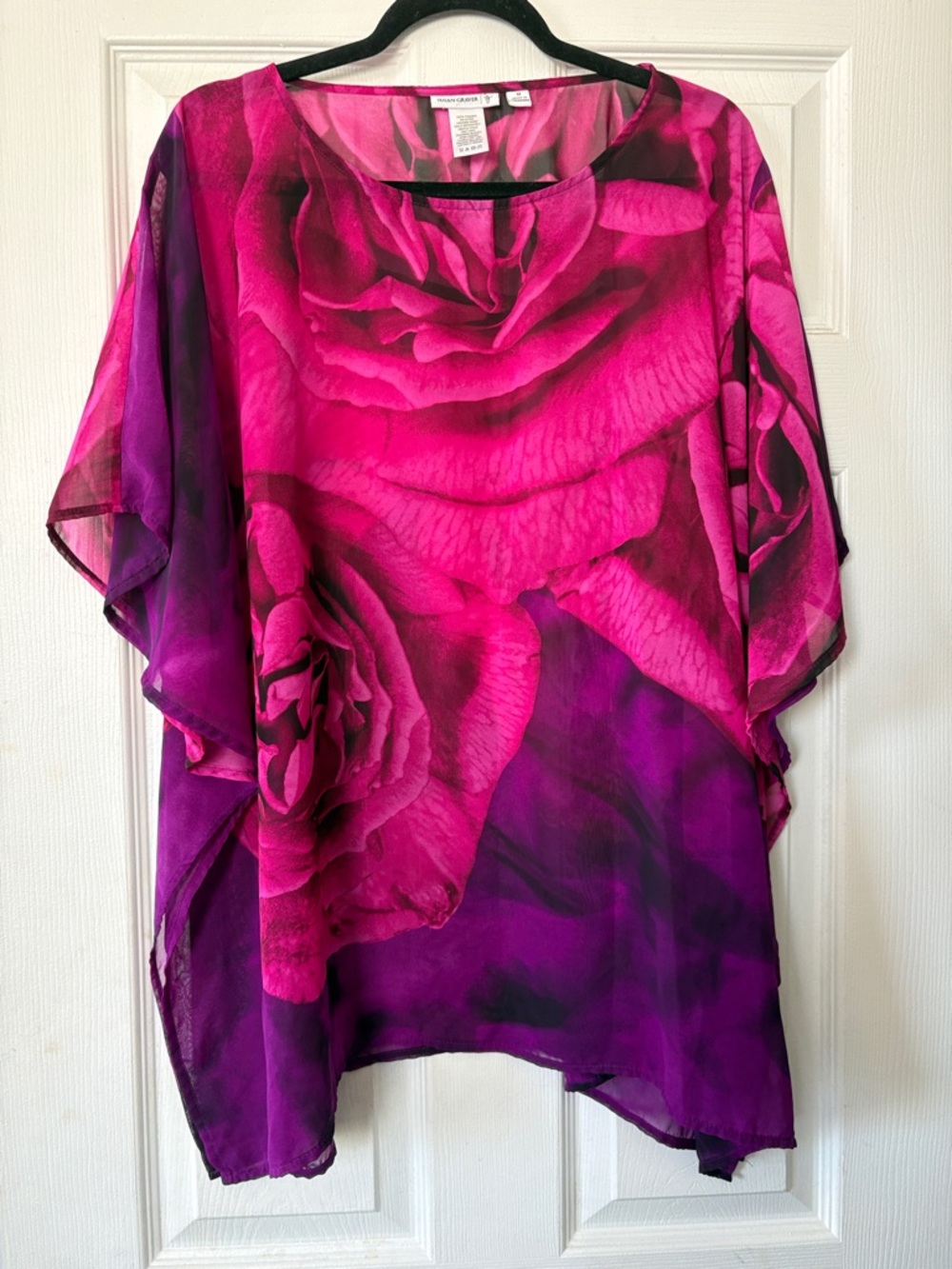 Susan Graver Fuchsia & Purple Floral Sheer Blouse